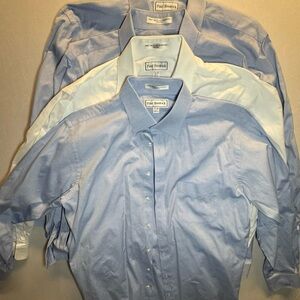 Paul Fredrick Men's Blue and White Dress Shirts